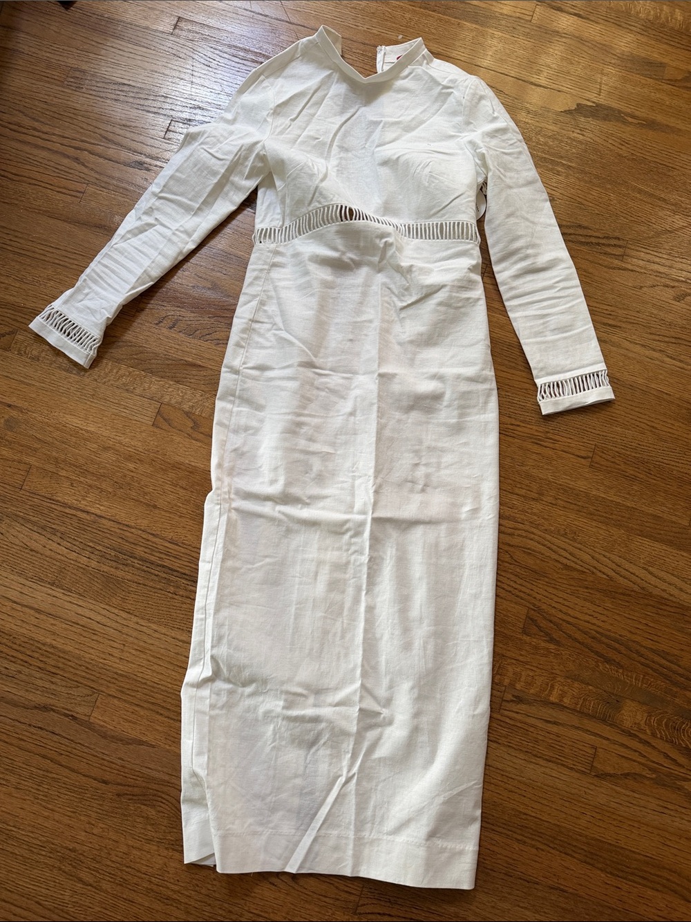 Staud white linen dress with cutouts
